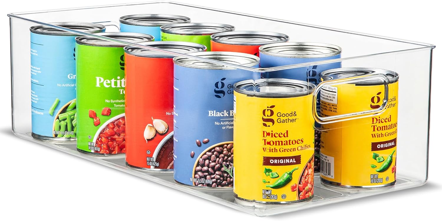 Plastic Food Storage Clear Container Bin with Handles for Organizing Kitchen, Pantry, Refrigerator