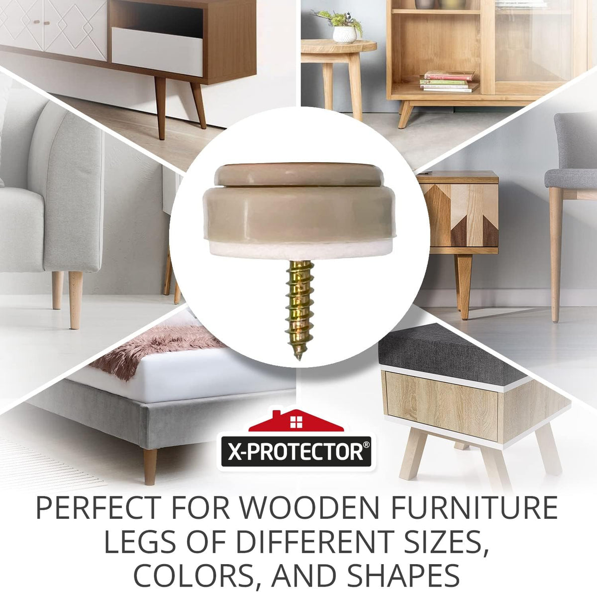Chair Glides X-PROTECTOR – 16 PCS 1" Furniture Glides – Screw-On Chair Sliders – Premium Chair Leg