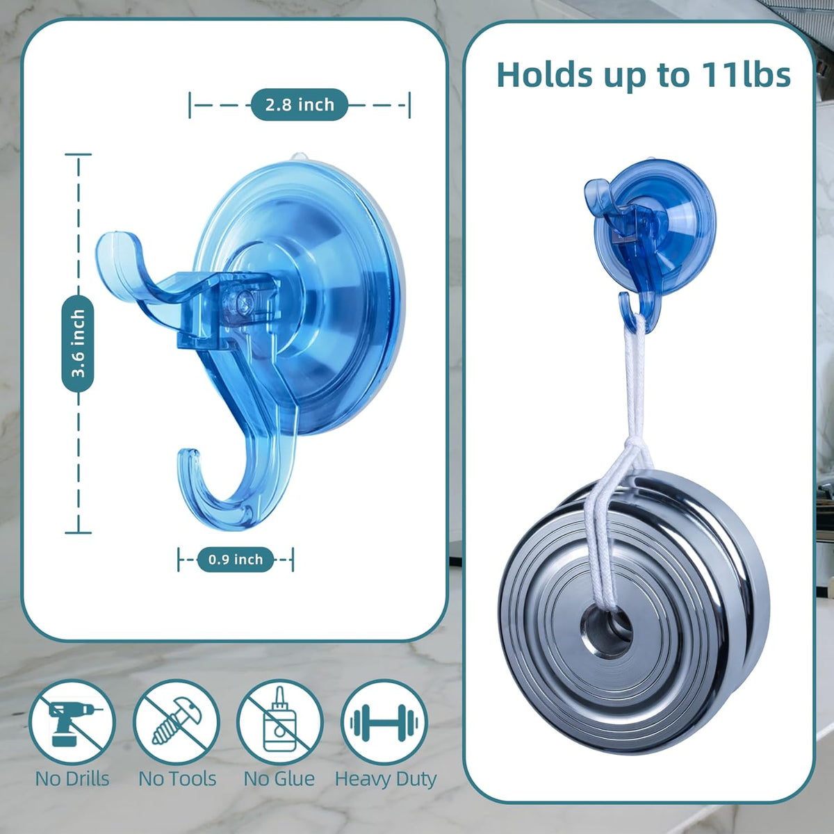 Antimbee Suction Hooks, 10 Pack Reusable Hangers, Removable Small Suction Cups for Shower