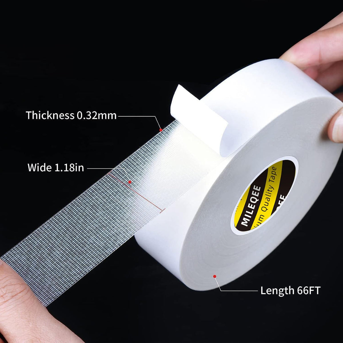 Double Sided Tape High Tack, 1.18in x 66FT(20m), Universal Mounting Tape Clear, Heavy Duty Strong