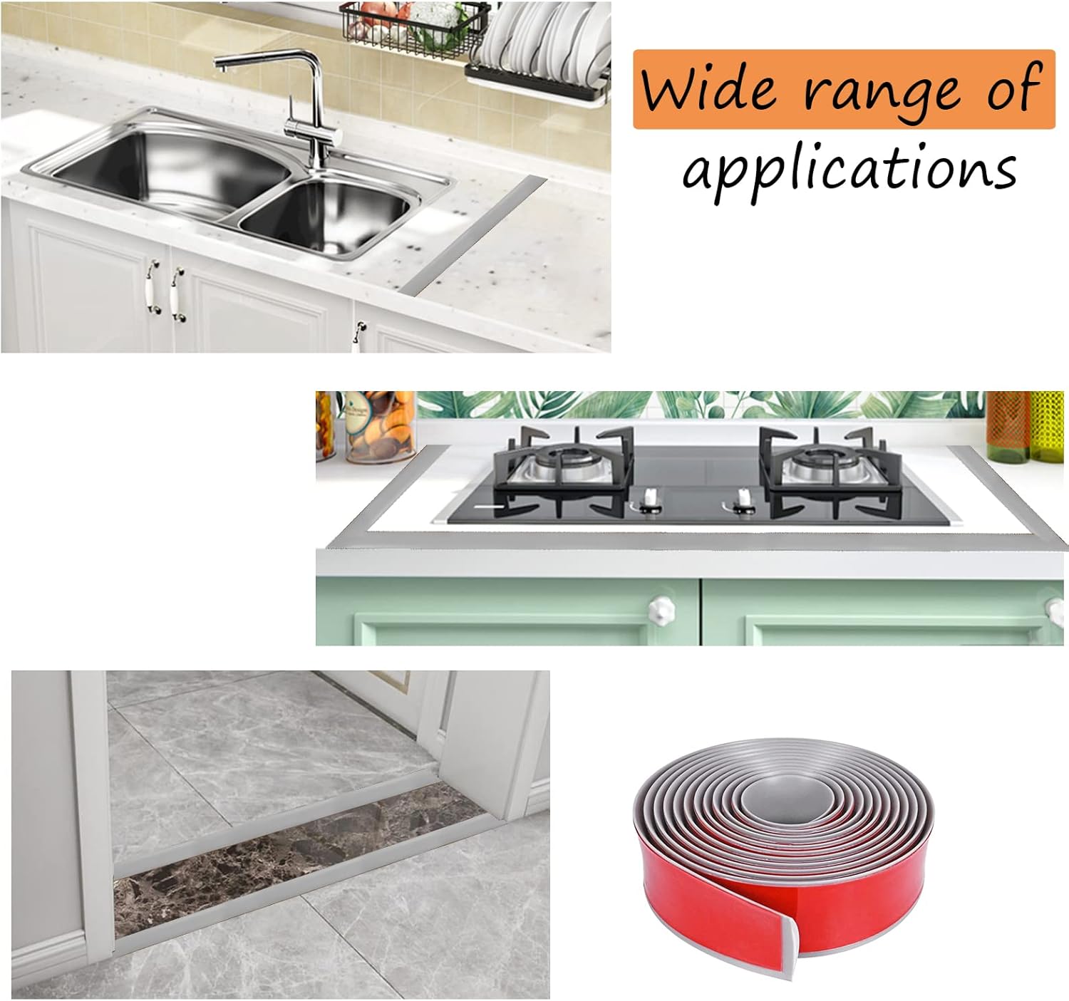 Floor/Door Flat Transition Strip & Self Adhesive Floor Vinyl Floor Edge Trim Laminate Floor Gap