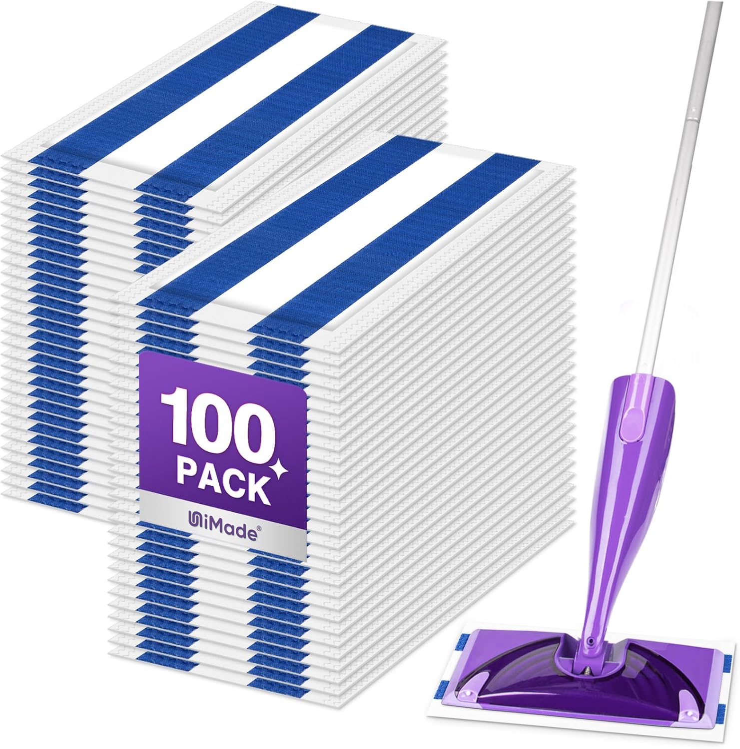 100 Count Mop Pad Refill Compatible with Swiffer WetJet, Disposable Multi-Layers Mopping Pads for