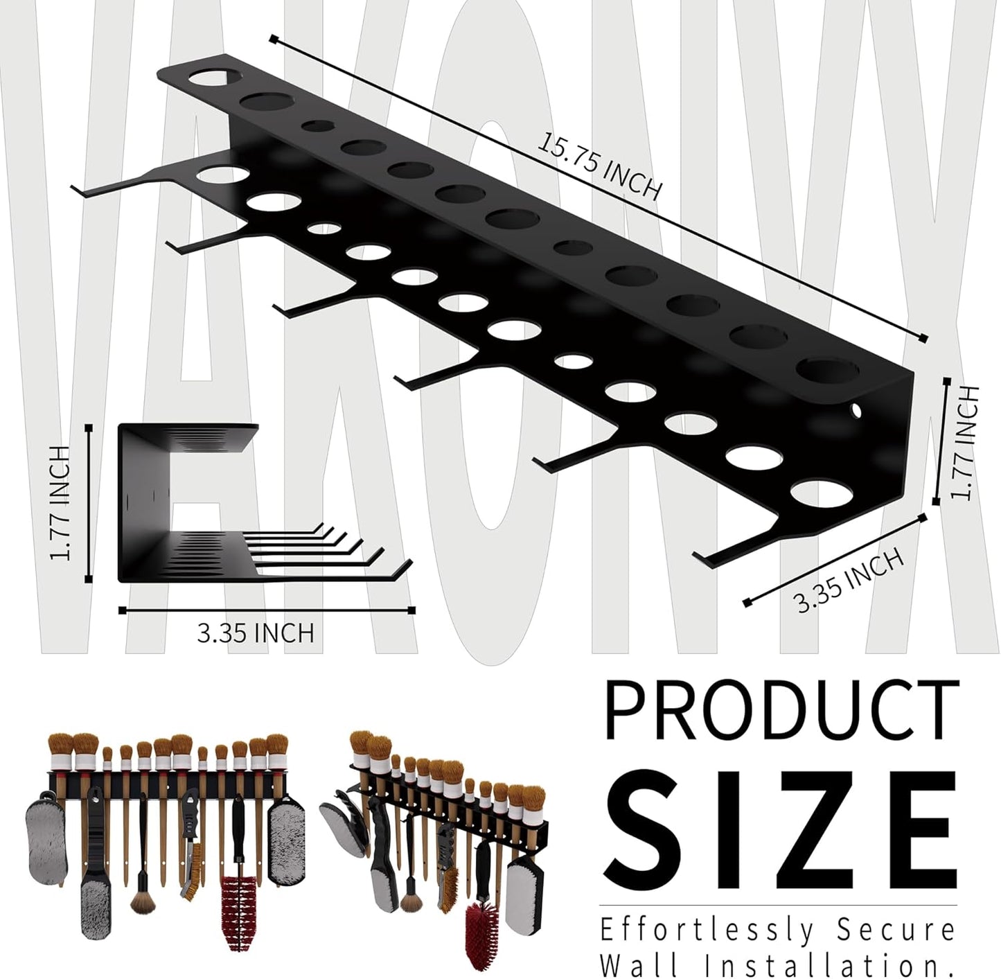 Wall Mount Brush Holder & Tool Hanger Rack for Garage, Detailing Organizer with Mounting Hardware