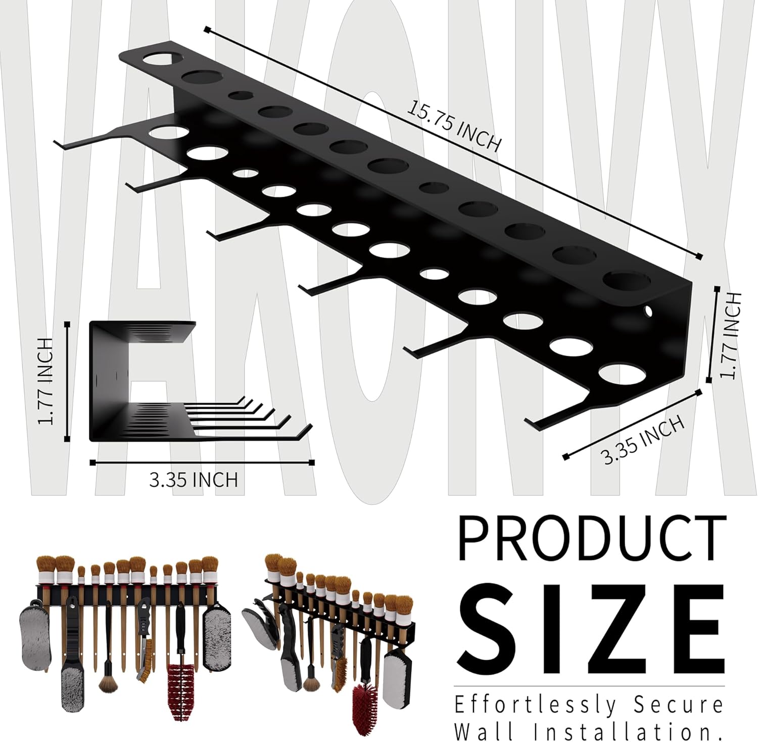 Wall Mount Brush Holder & Tool Hanger Rack for Garage, Detailing Organizer with Mounting Hardware