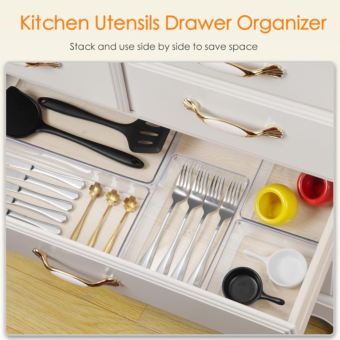 Criusia Drawer Organizer, 10 Pack Large Clear Plast Set, 3 Size Versatile Bathroom and Vanity
