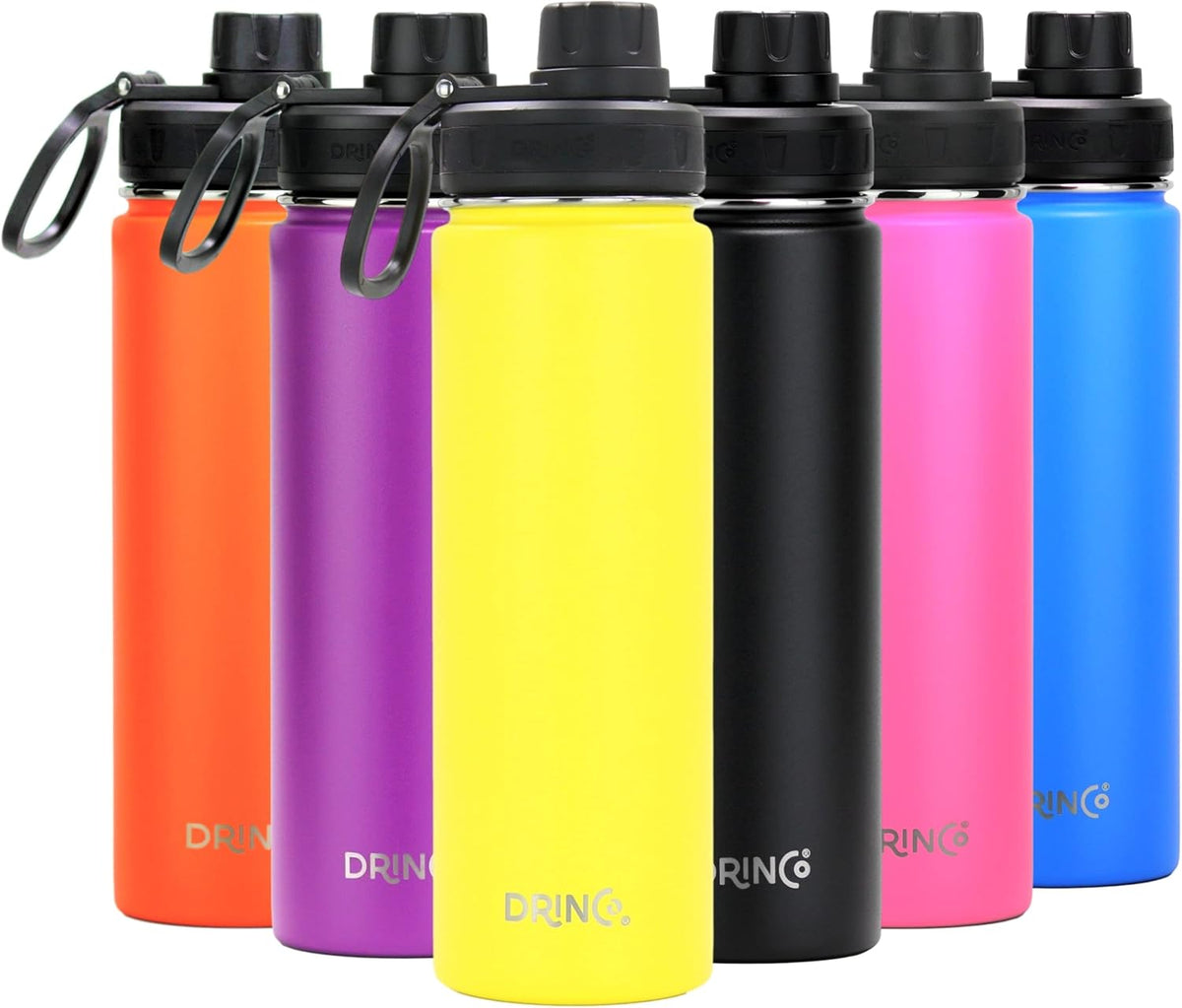 DRINCO Stainless Steel Water Bottle Spout Lid Vacuum Insulated Double Wall Water Bottle Wide Mouth