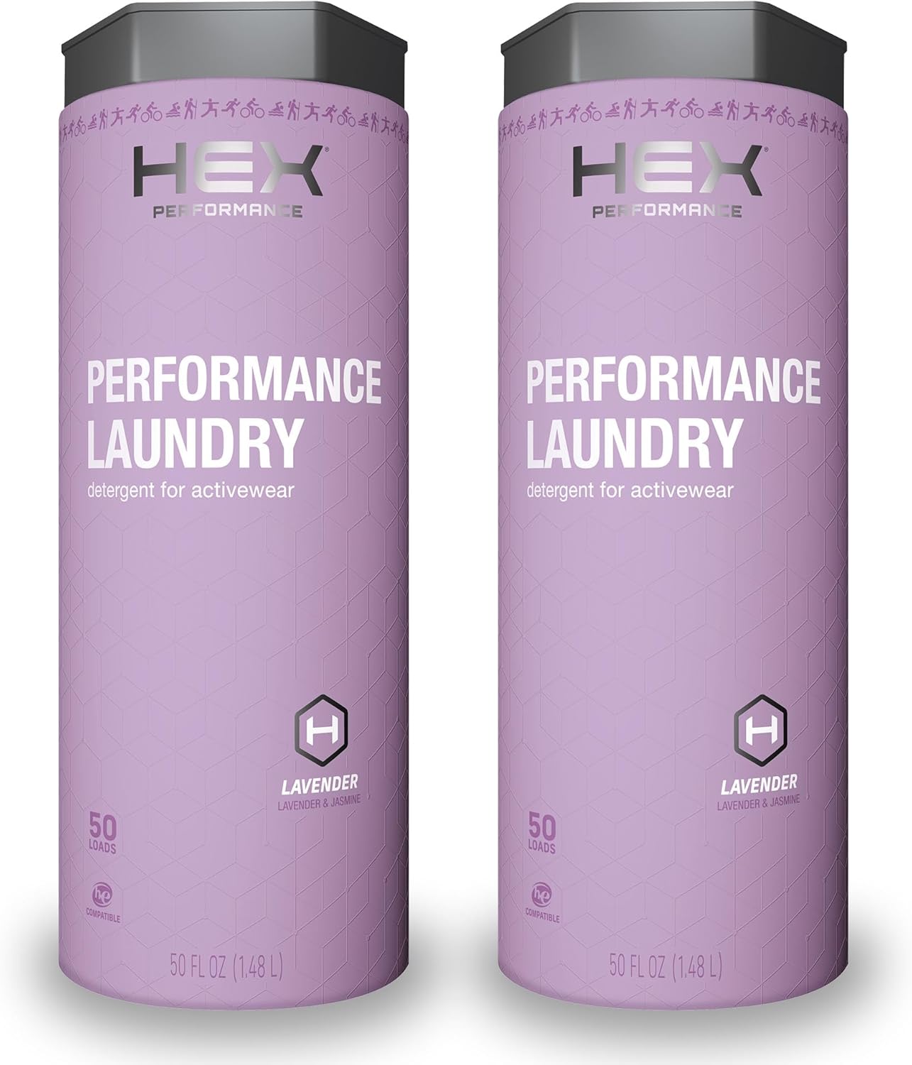 HEX Performance Laundry Detergent, Lavender, 100 Loads (Pack of 2) - Designed for Activewear