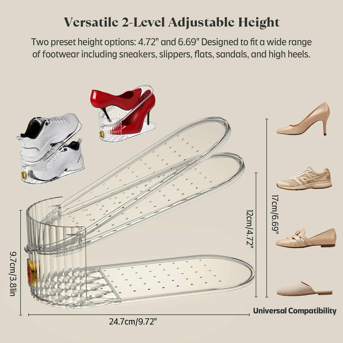 SummerVines Clear 10 Pack Shoe Slot Organizer, Shoe Stacker Organizer Holders for A Pair of Shoes