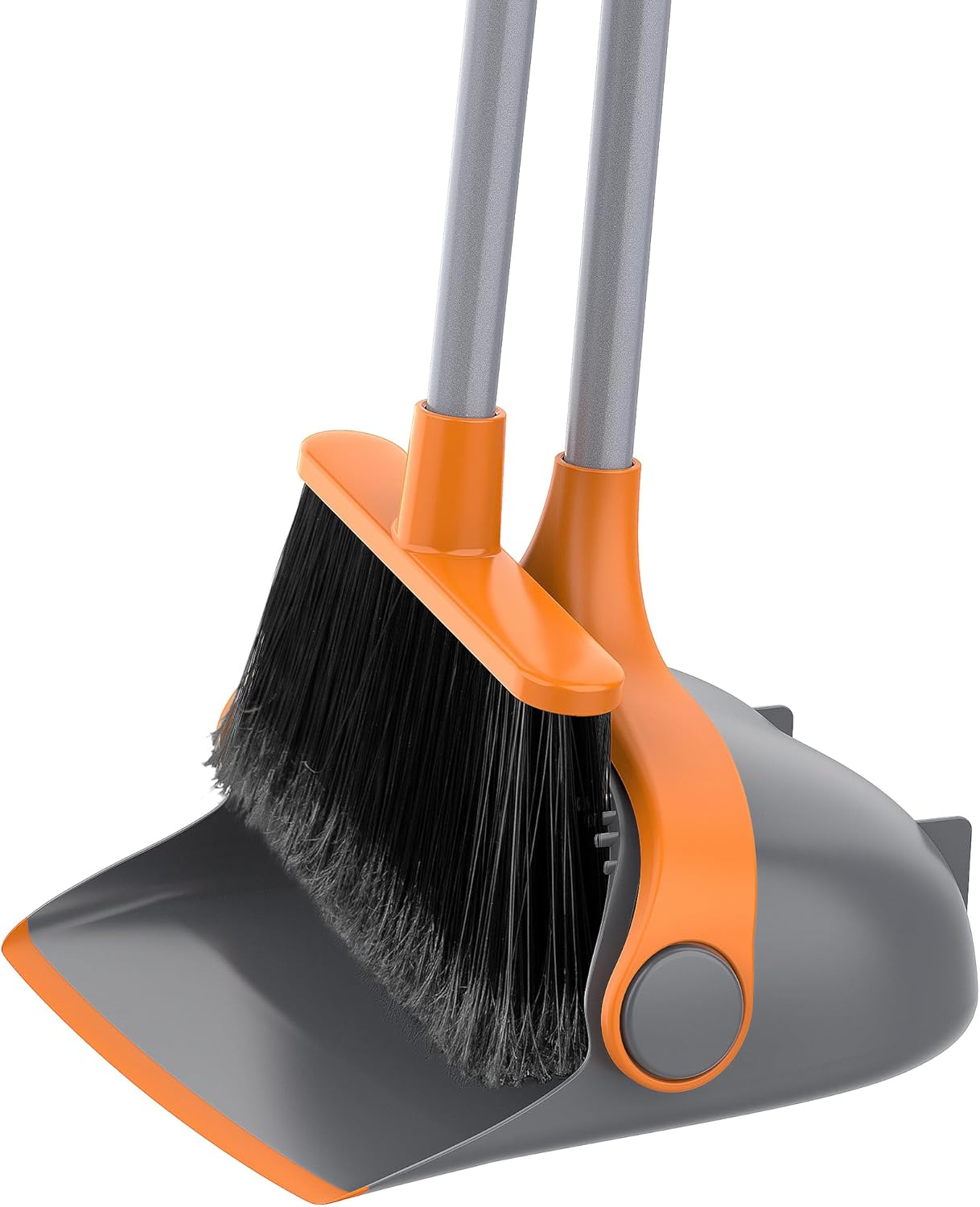 MR.SIGA Broom and Dustpan Set with Long Handle, Stand Upright Broom with Dustpan Combo for Cleaning