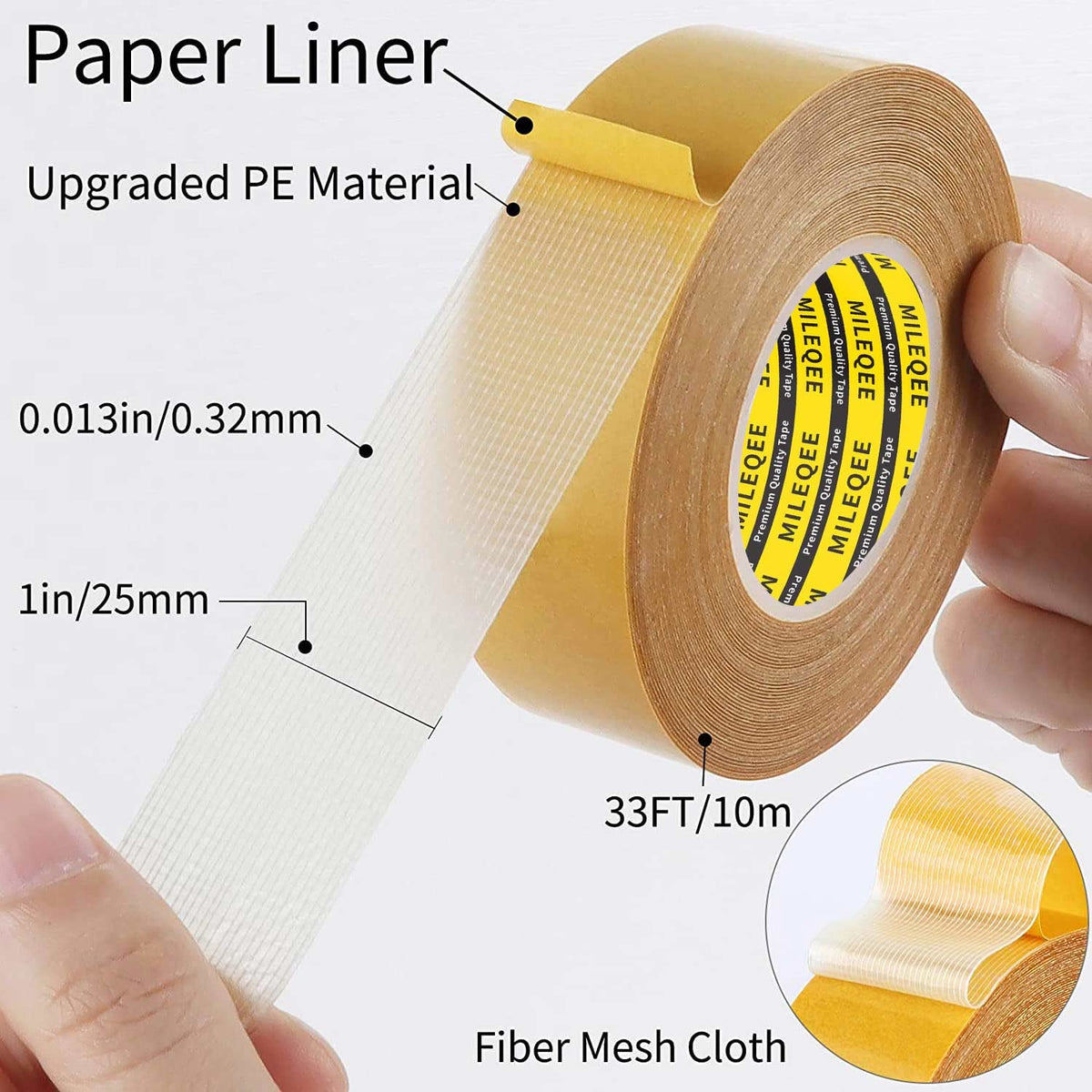 Double Sided Tape Heavy Duty,1in x 33FT(10m), Universal High Tack, Strong Wall Adhesive with