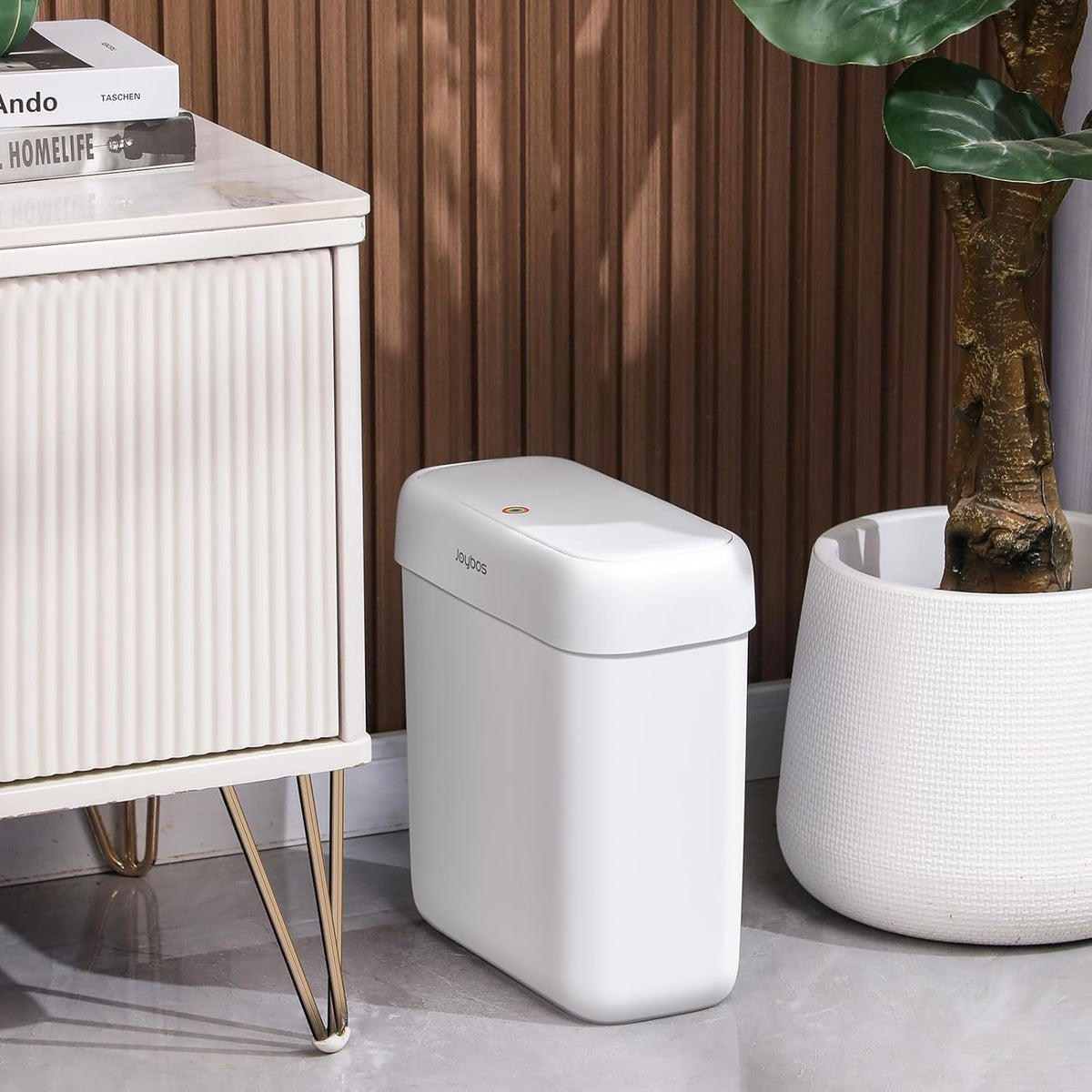 JOYBOS Bathroom Trash Can with Lid,3 Gallon Small Garbage Can with Press Top Lid,10L Dogproof Slim