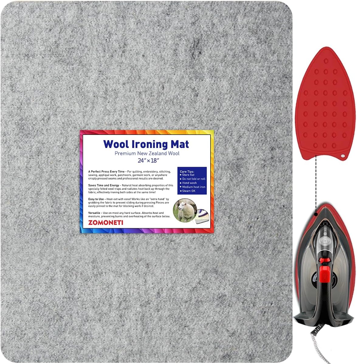 ZOMONETI 24" x 18" Wool Pressing Mat 100% New Zealand Felted Wool Ironing Mat Pad Blanket for
