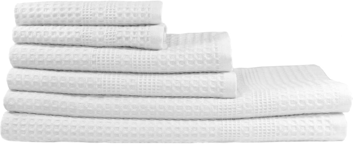 GILDEN TREE Waffle Towel Set Quick Dry Thin | 2 Bath Towels | 2 Hand Towels | 2 Washcloths, Classic