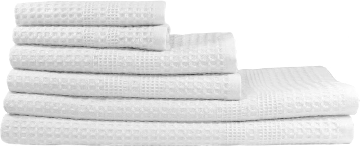 GILDEN TREE Waffle Towel Set Quick Dry Thin | 2 Bath Towels | 2 Hand Towels | 2 Washcloths, Classic