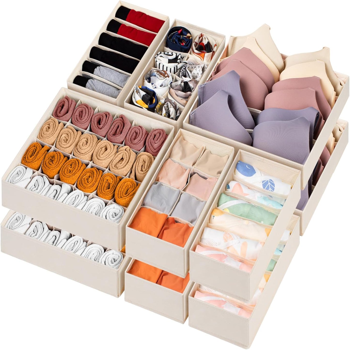 12 Pack Baby Clothes Organizer for Nursery, 116 Cells Fabric Foldable Dresser Closet Organizers and