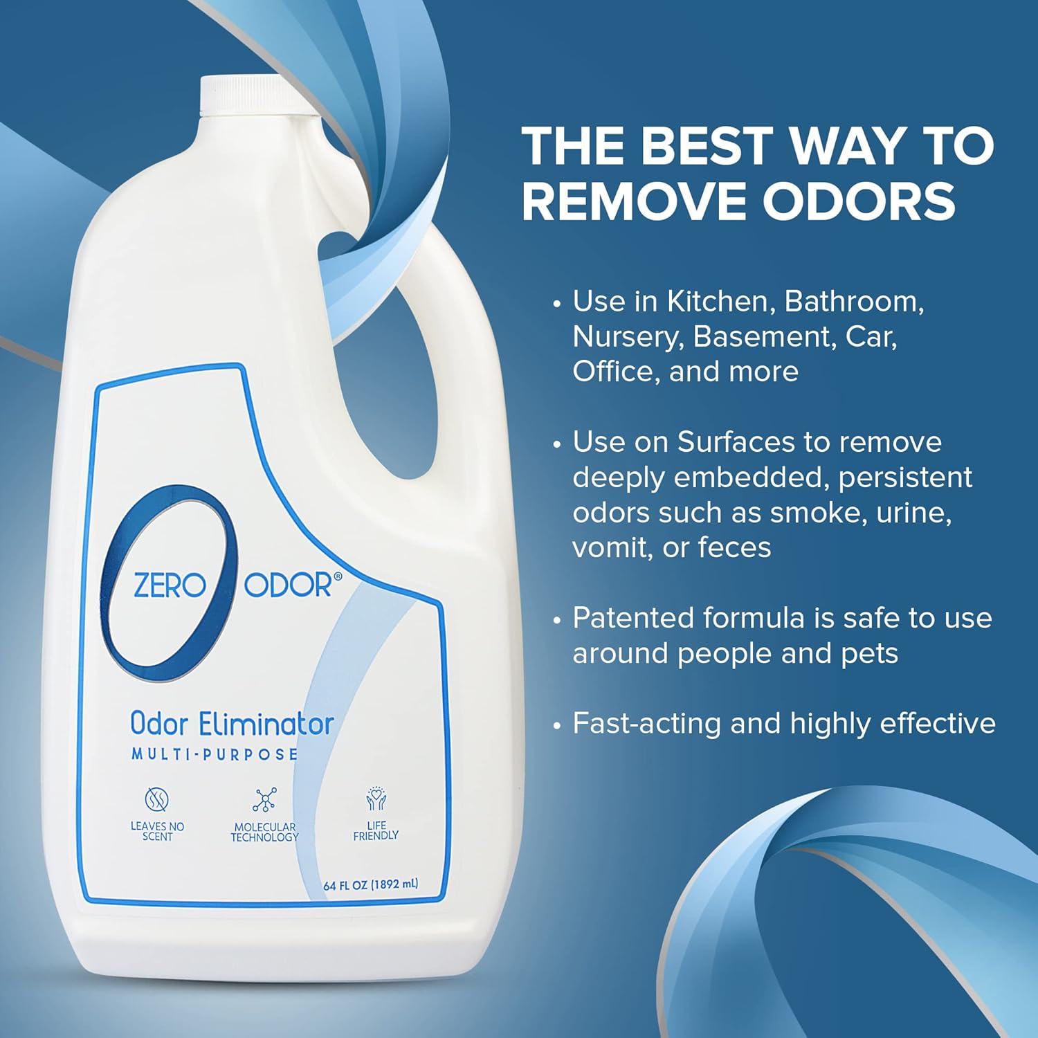Zero Odor - Multi-Purpose Strong Odor Eliminator for Home, Office, Car, Bathroom, Hotel, Room