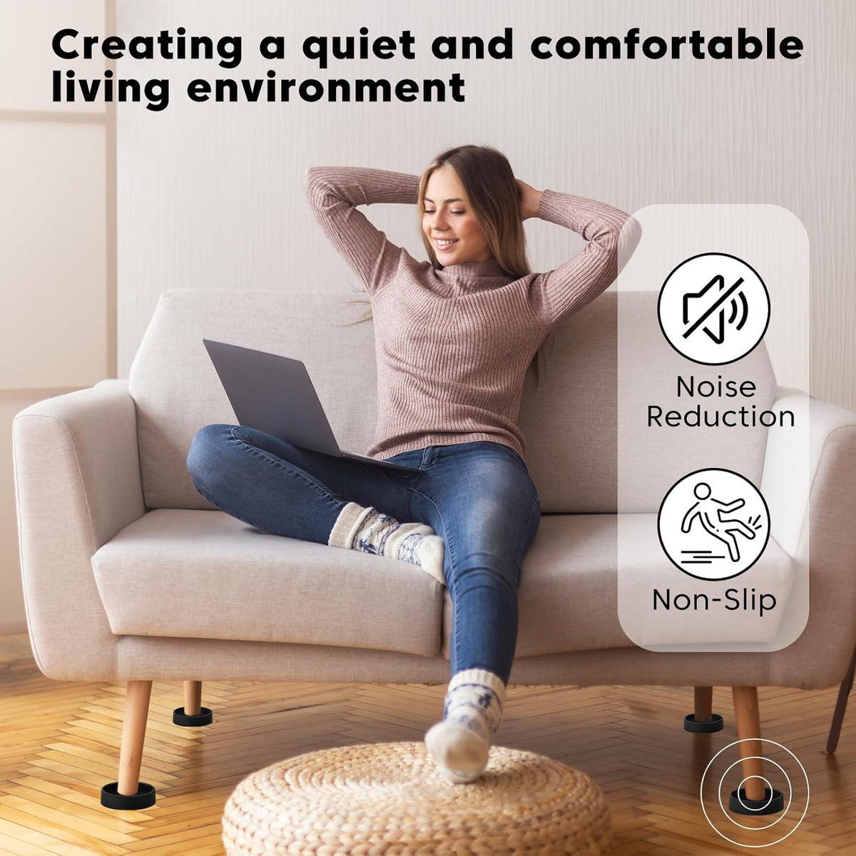 Rubber Non-Slip Furniture Pads Furniture Casters Cup Floor Protector for Bed Sofa Table and Chair