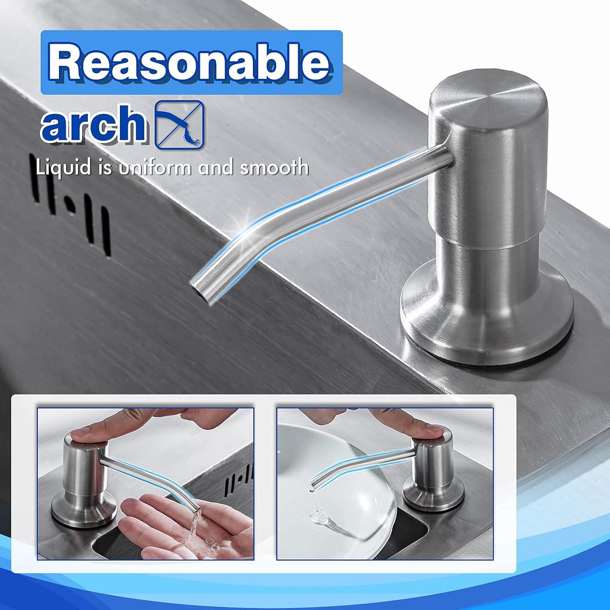 Built in Soap Dispenser for Kitchen Sink WEWE, Stainless Steel Brushed Nickel in Counter soap