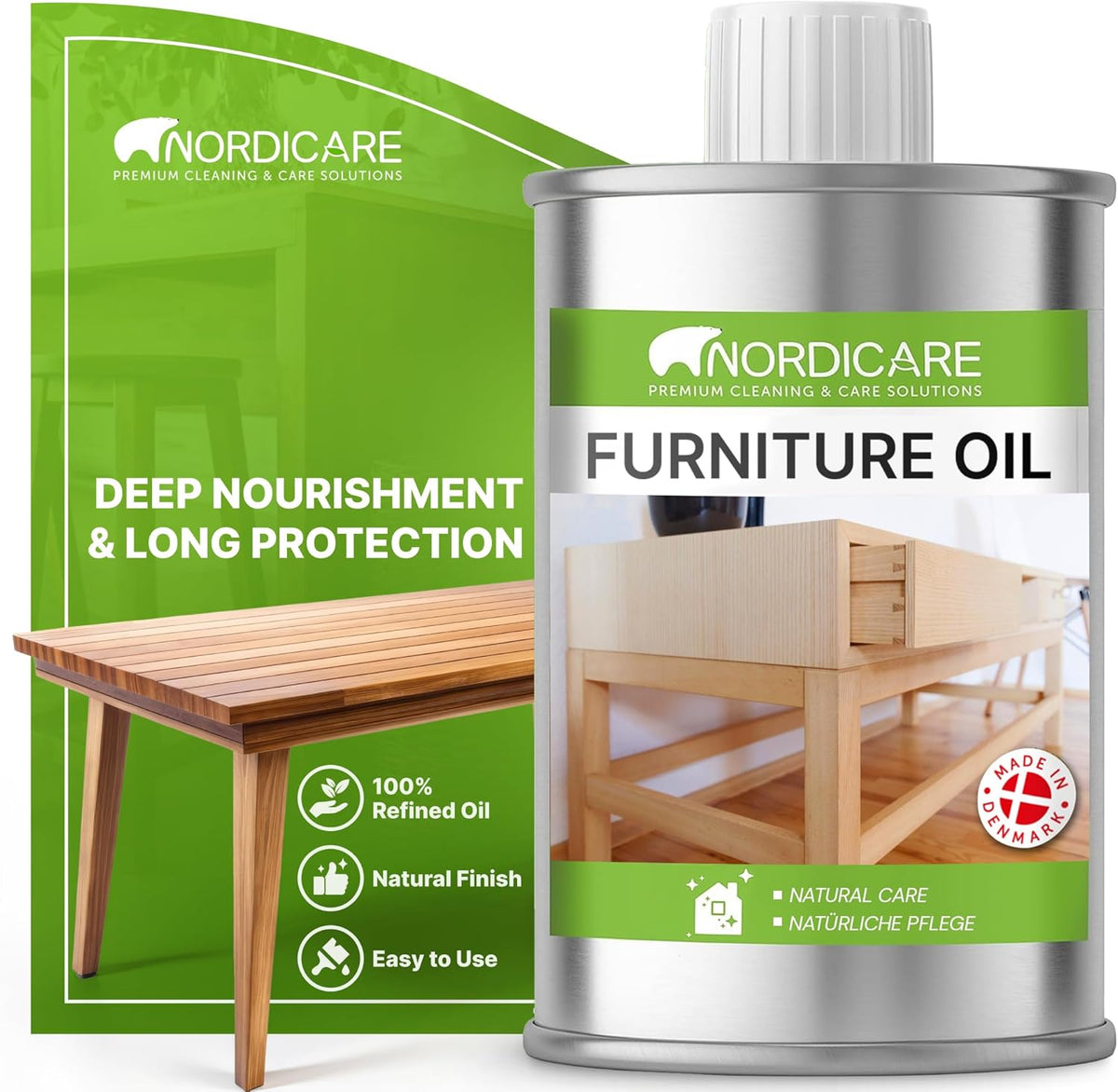Nordicare Wood Oil Colorless - Premium Walnut Oil, Teak Oil, Wood Oil Furniture for Oak, Beech