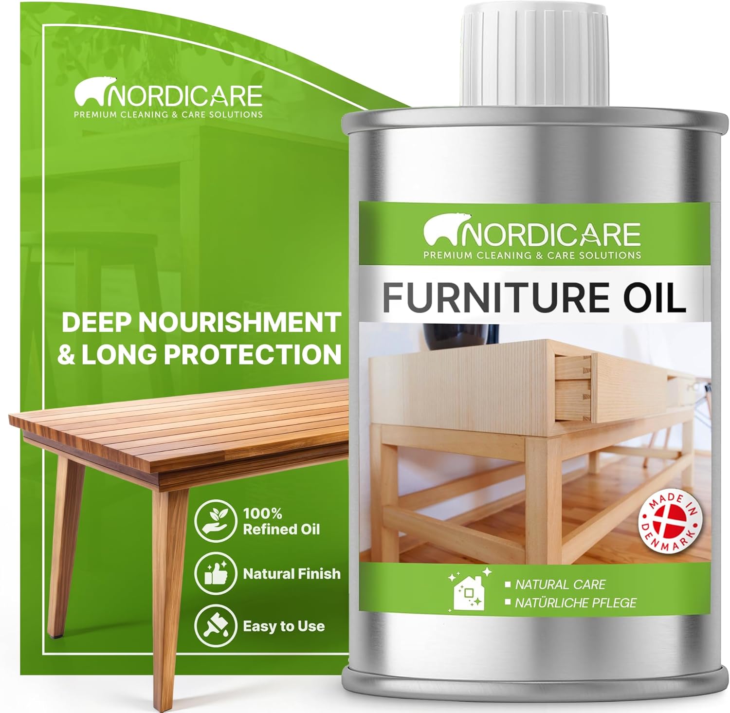 Nordicare Wood Oil Colorless - Premium Walnut Oil, Teak Oil, Wood Oil Furniture for Oak, Beech