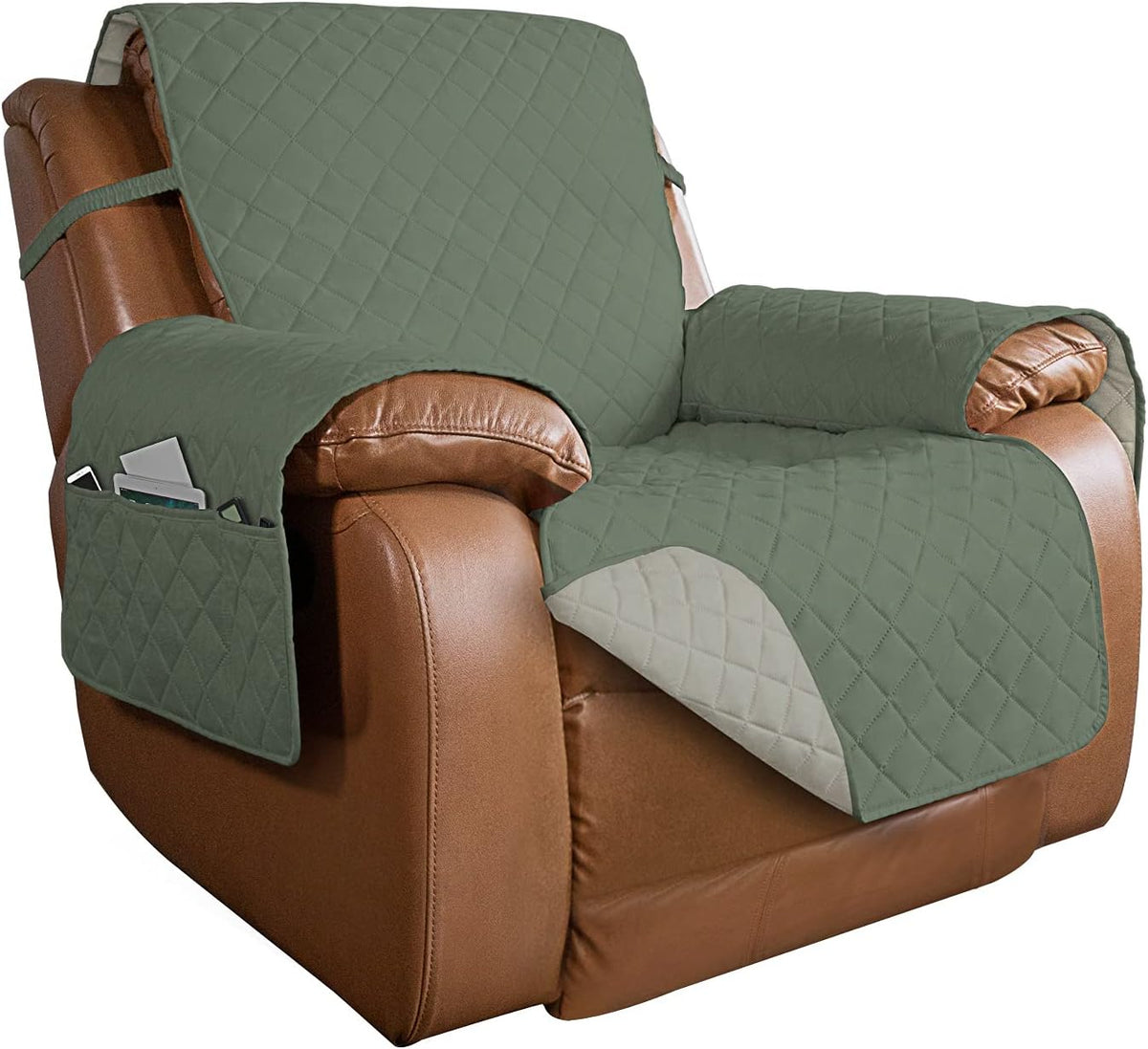 PureFit Reversible Quilted Sofa Cover, Water Resistant Slipcover Furniture Protector, Washable