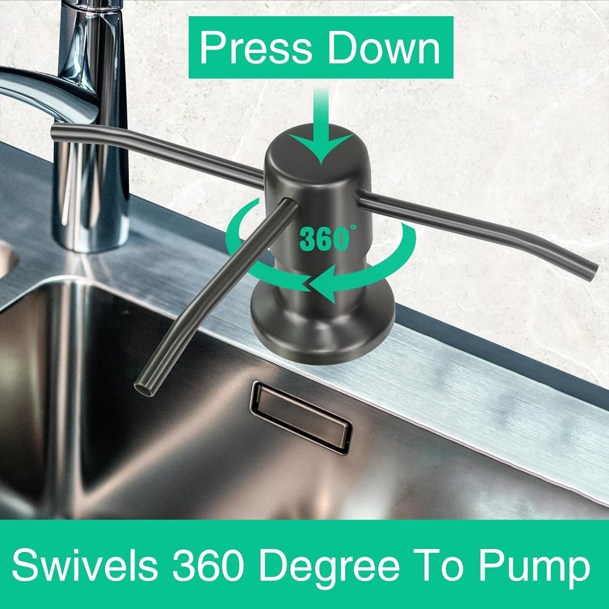Soap Dispenser for Kitchen Sink, Built in Sink Soap Dispenser, Countertop Soap Dispenser Pump with