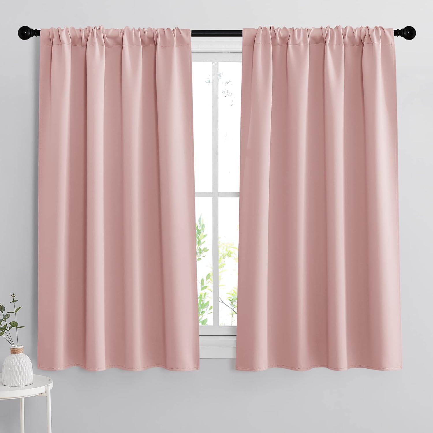 RYB HOME Short Window Curtains for Kitchen, Room Darkening Rod Pocket Drapes Decorative Privcay