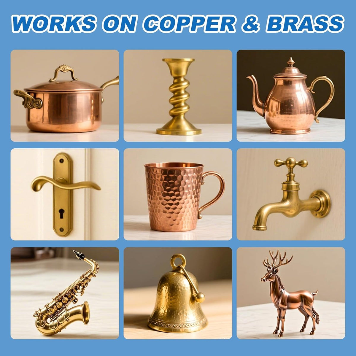 Copper & Brass Cleaner and Polish – 17.6 Oz Gentle Copper Polishing Cream for Pots, Pans, Sinks