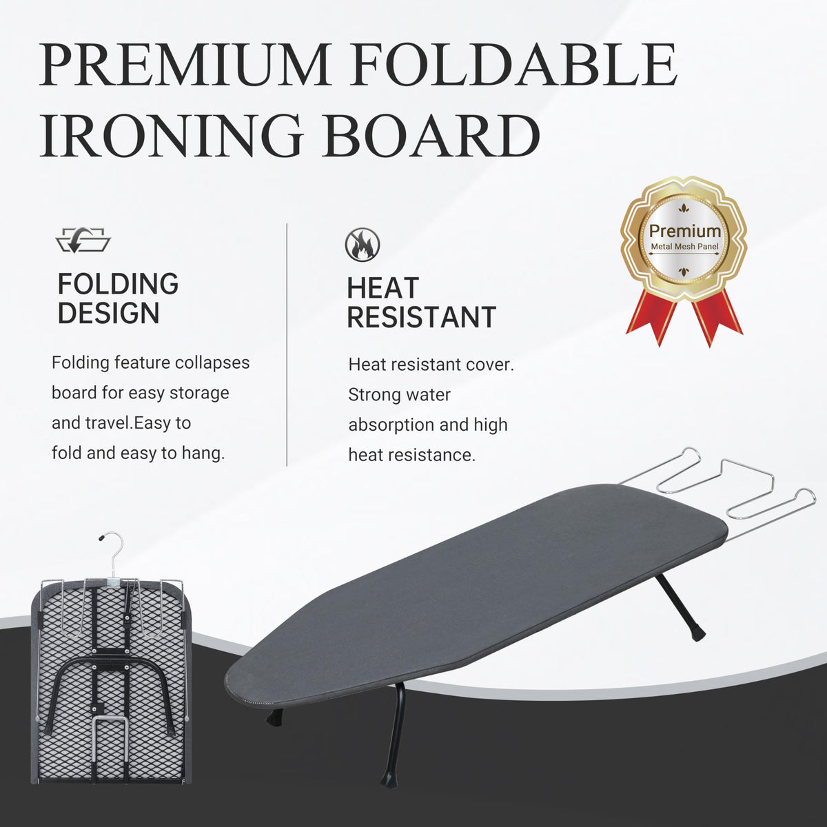 ZOES HOMEWARE Metal Mesh Panel Tabletop Ironing Board | Foldable Iron Board | Heavy Duty Small Iron