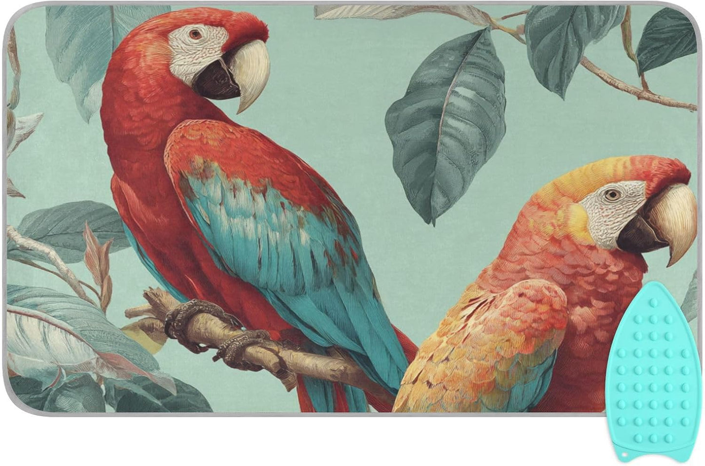 Tropical Parrots on The Branc Ironing Mat Thickened Ironing Blanket Travel Portable Double-Side