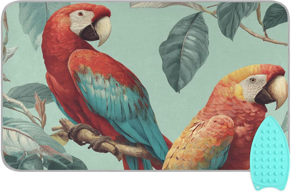 Tropical Parrots on The Branc Ironing Mat Thickened Ironing Blanket Travel Portable Double-Side