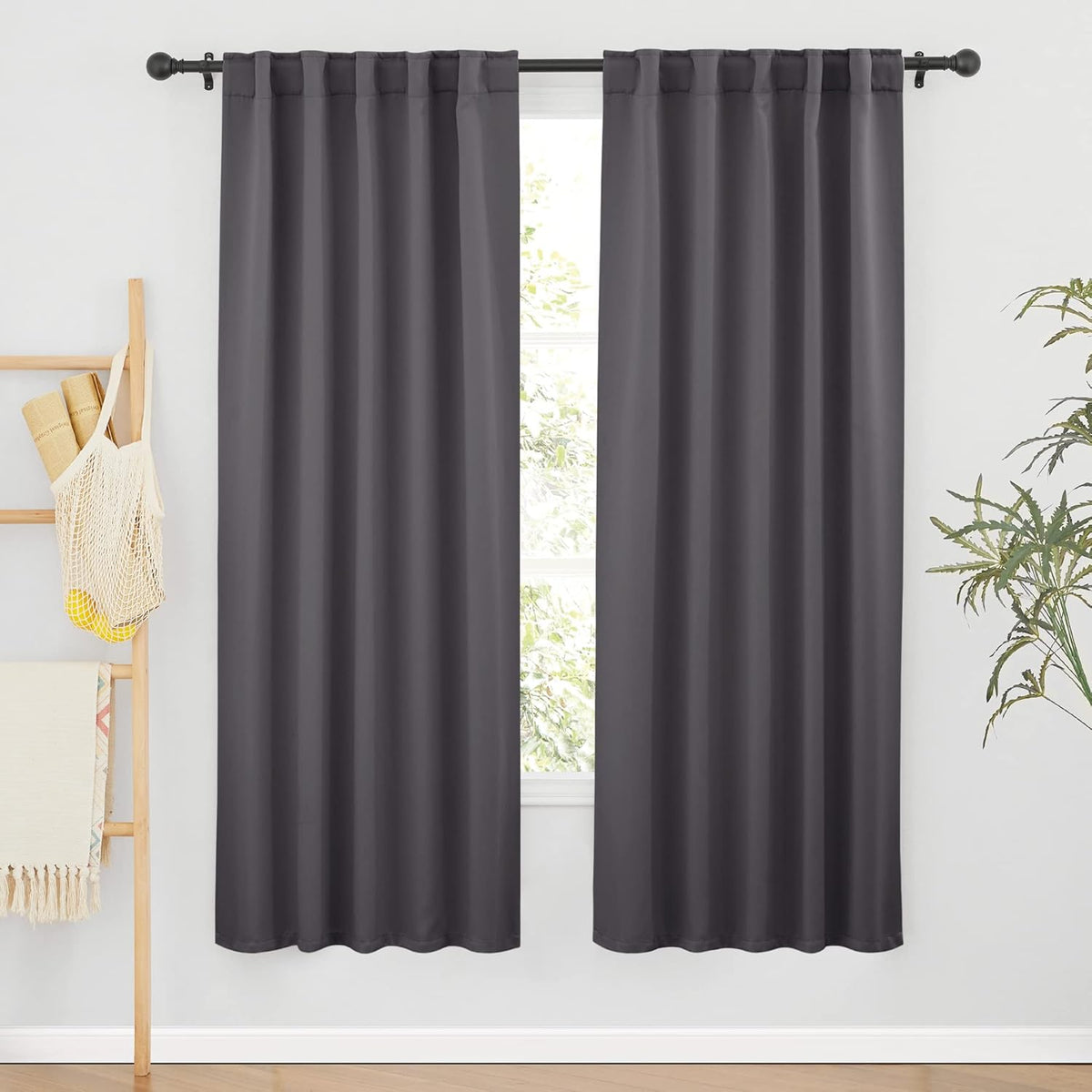 RYB HOME Blackout Grey Curtains - Thermal Insulated Window Treatments Long Panels, Back Tab Top