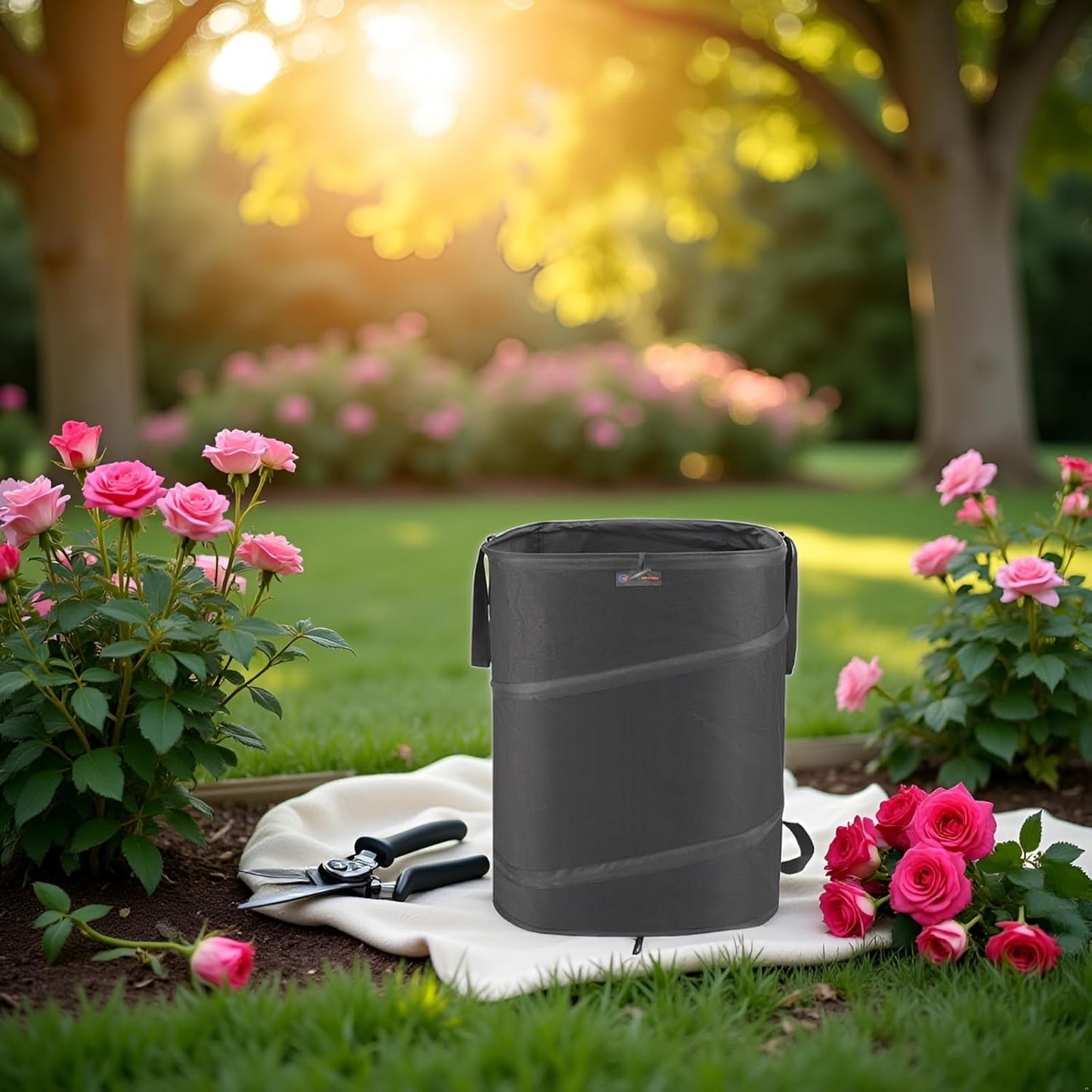 YUDI & GARDEN 46 Gallon Square Collapsible Yard Waste Bin｜Collapsible Trash Can｜Camping Trash Can