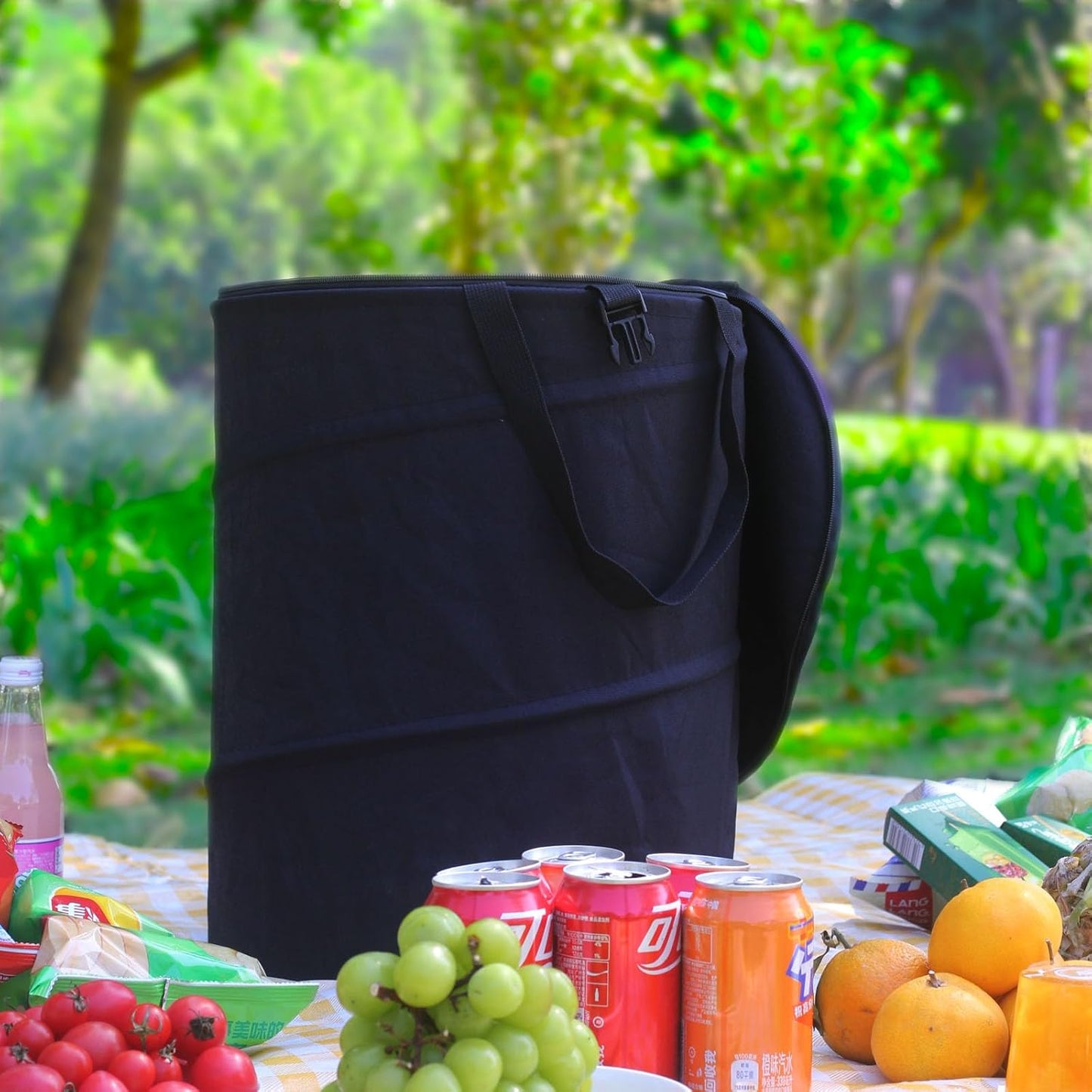 Collapsible Trash can with lid,Foldable Camping Trash can,Pop-up Trash can with lid,Outdoor Trash