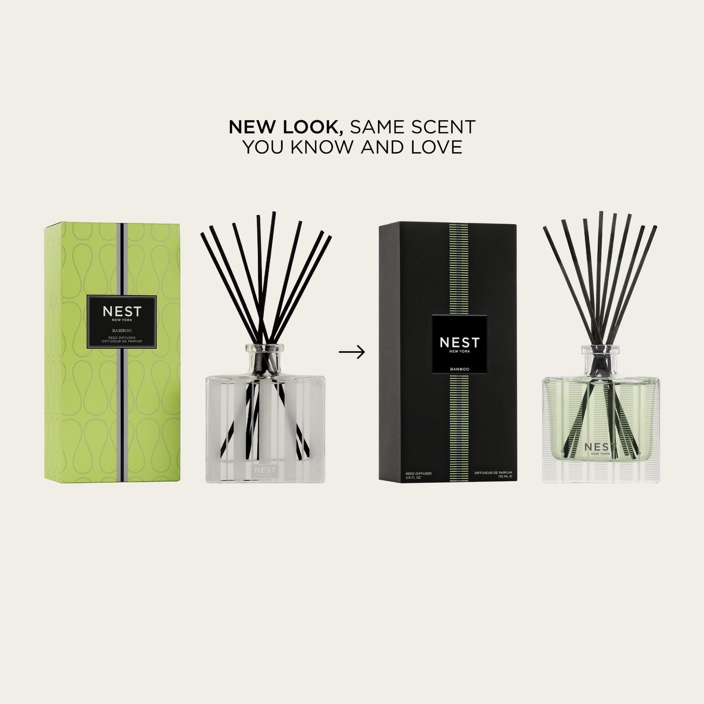 NEST New York Reed Diffuser, Bamboo - 5.9 fl oz - Fragrance for Up to 90 Days - Reusable
