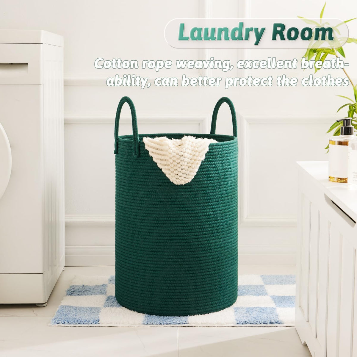 Laundry Basket,Woven Cotton Rope Laundry Hamper,100L for Decorative Storage of Dirty Clothes,Toys