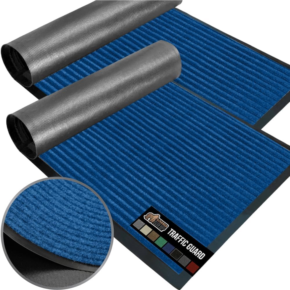 GORILLA GRIP Traffic Guard Door Mat, 2 Pack, Heavy Duty Waterproof Doormat, Commercial Office Space