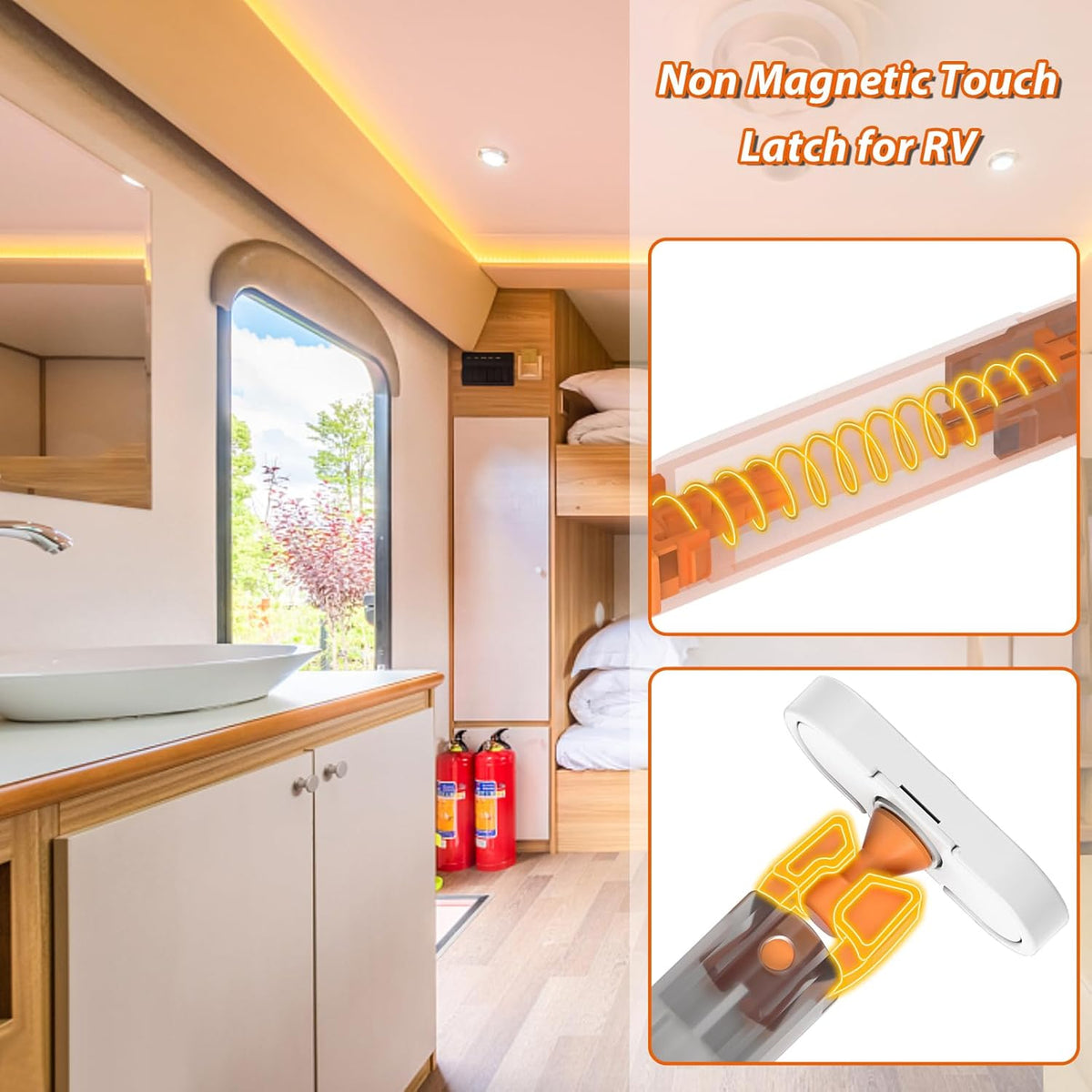 Jiayi Push to Open Door Catches Heavy Duty 2 Pack Push Opener Door Latch for Cupboard White Touch
