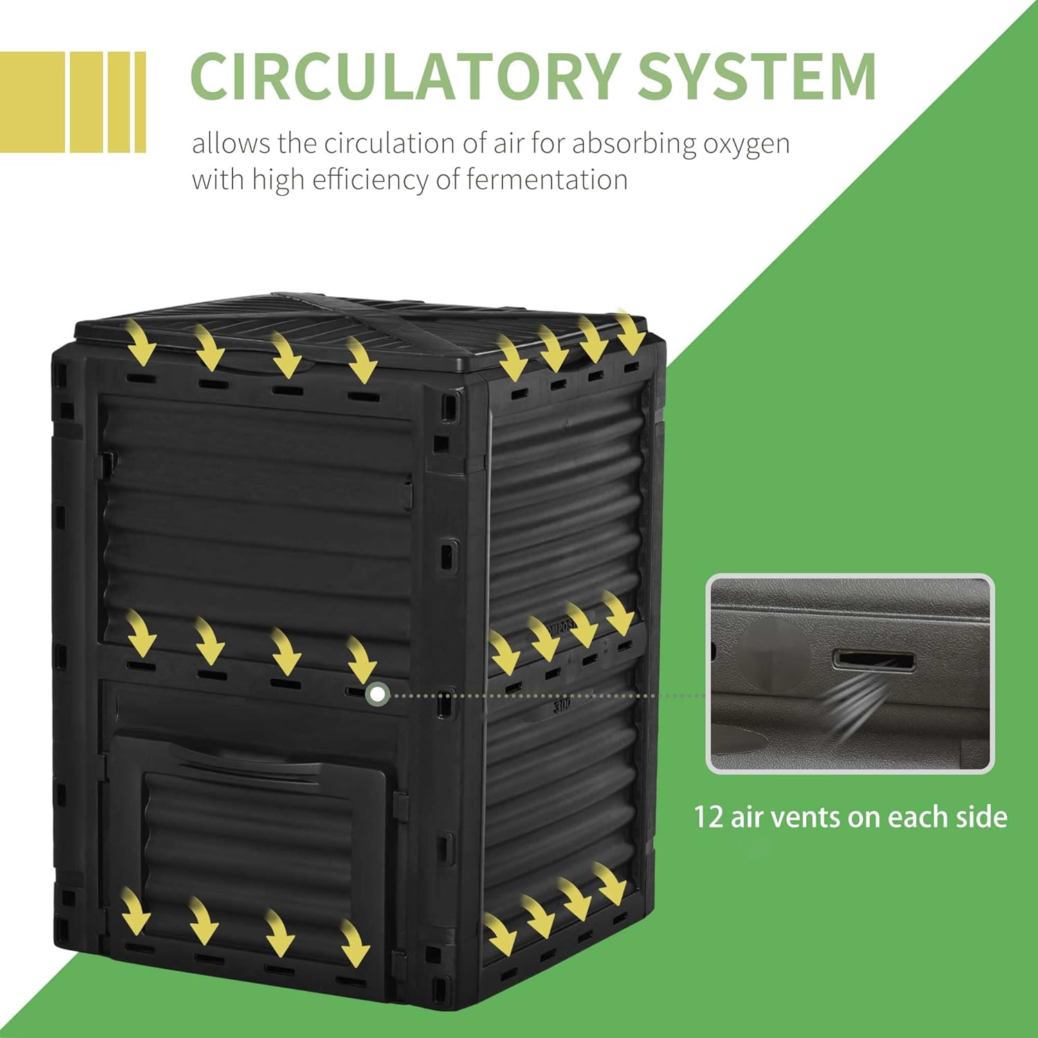 Outsunny Garden Compost Bin 80 Gallon Outdoor Large Capacity Composter Fast Create Fertile Soil