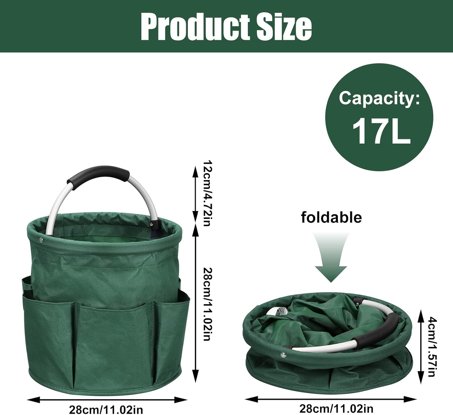 Qivine 17L Cleaning Caddy with Handle, Cleaning Supply Caddy Foldable Cleaning Caddy Cleaning