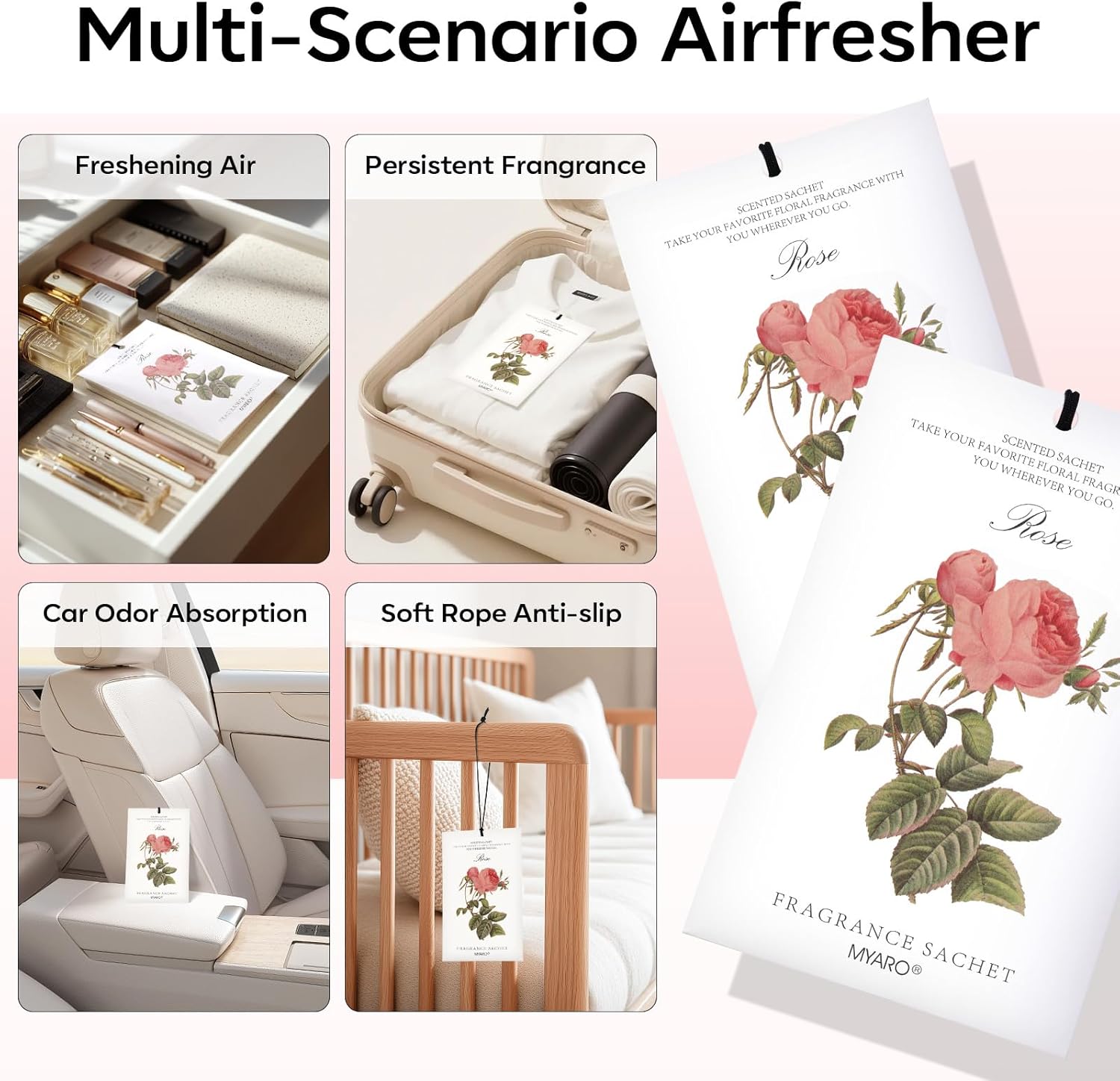 12 Pcs Rose Sachets Long Lasting Air Freshener Fragrance Potpourri Bags Odor Eliminator for Home