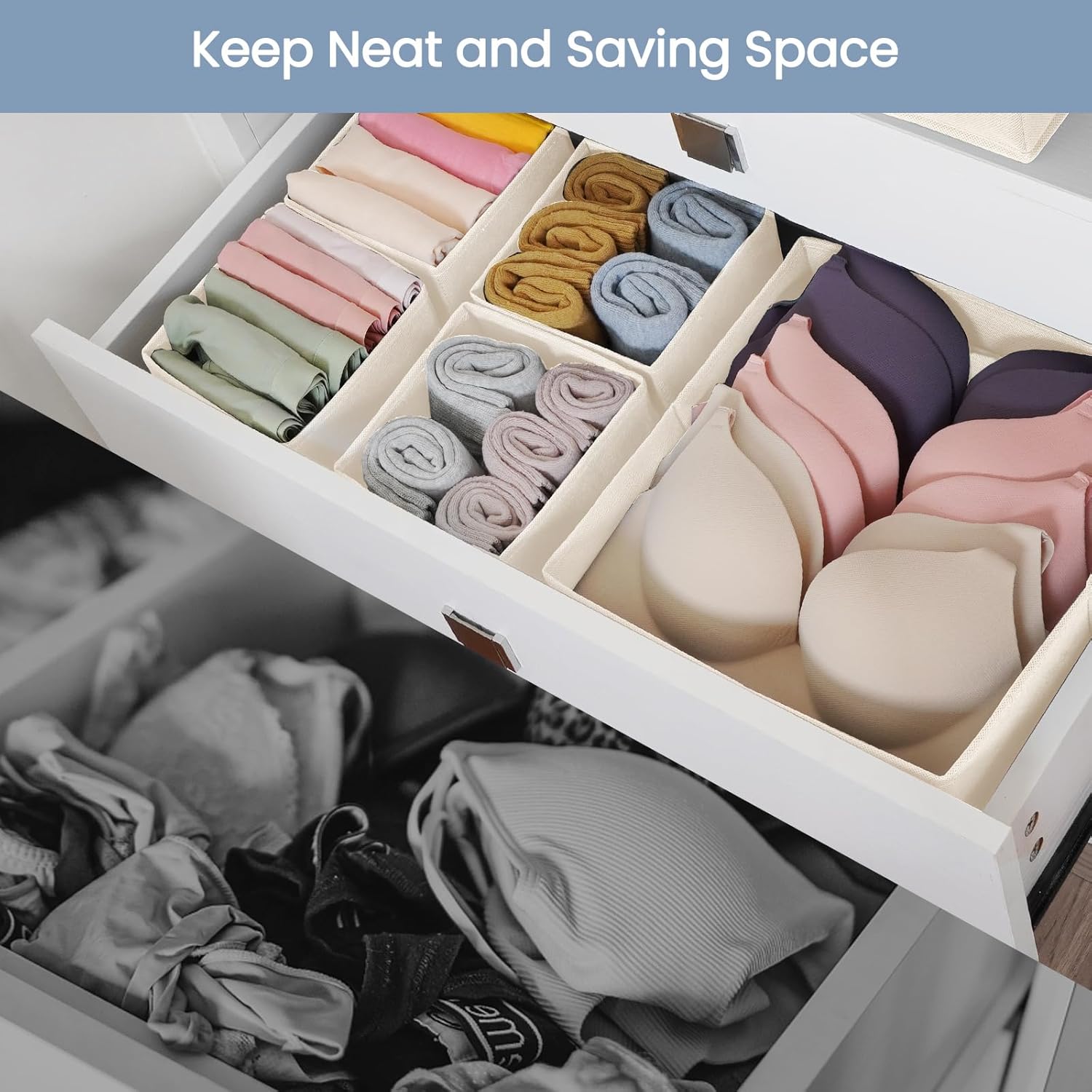 Criusia Drawer Organizer Clothes,16 Pack Underwear Drawer Organizers, Foldable Closet Organizers