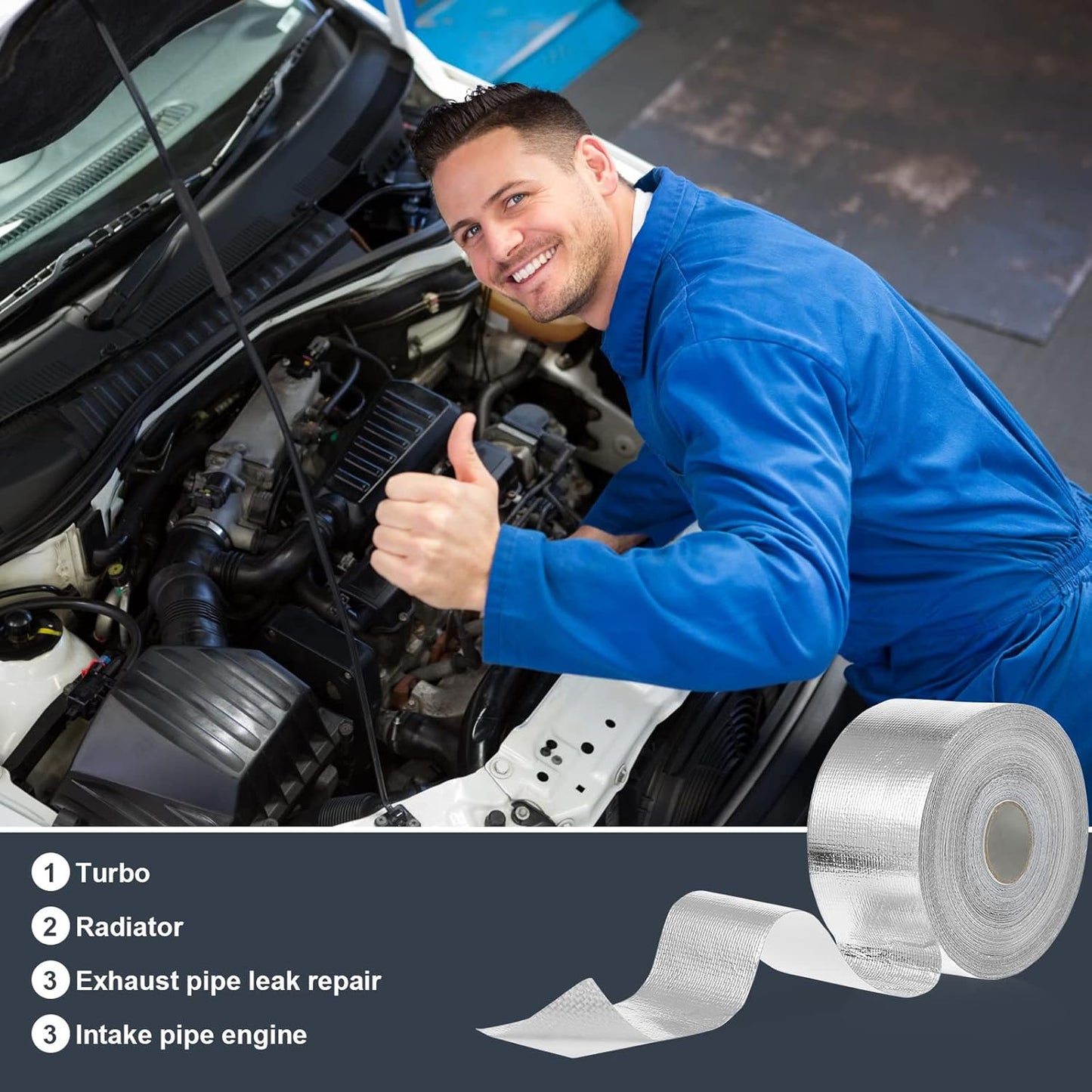 Zonon 2 Rolls Aluminum Foil Tape Heat Shield Tape Barrier Adhesive Reflective Fiberglass Thermal