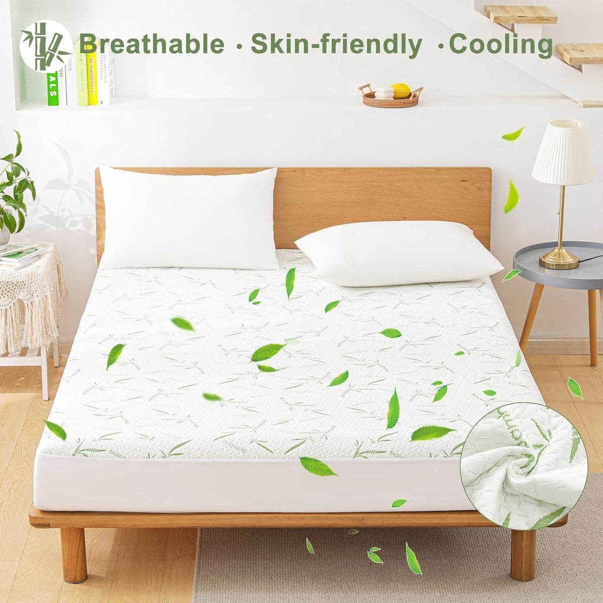 Twin XL Mattress Protector 2 Pack,Waterproof Mattress Pad Washable Bamboo Rayon Mattress Cover