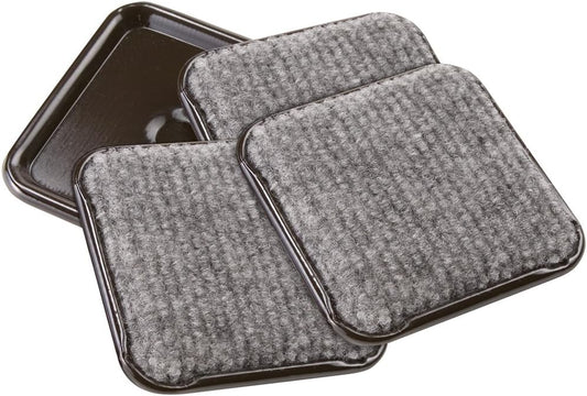 SoftTouch 2 1/2" Square Reusable Carpet Bottom Furniture Caster Cups to Protect Hardwood, Tile or