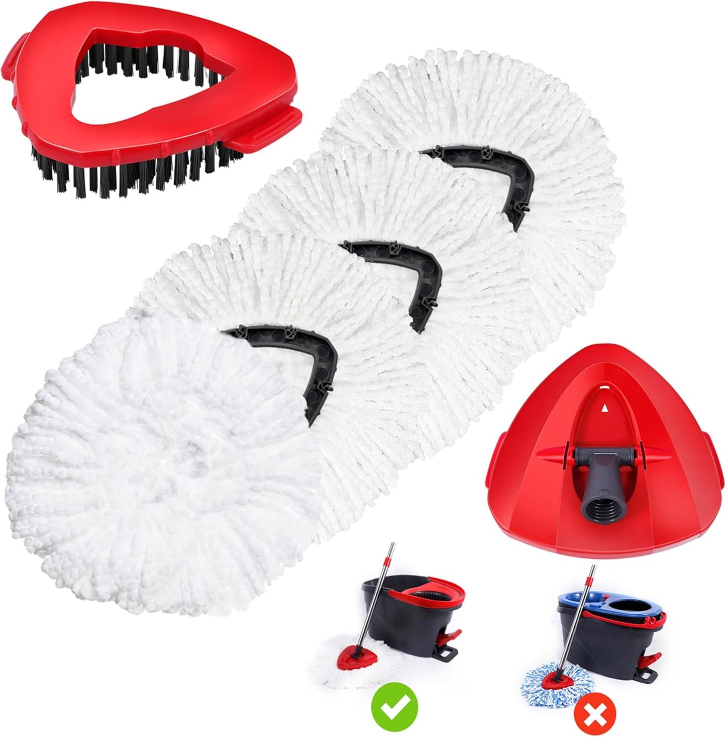 4 Pack Spin Mop Replacements Head Compatible with Oceda EasyWring 1-Tank System,Microfiber Spin Mop