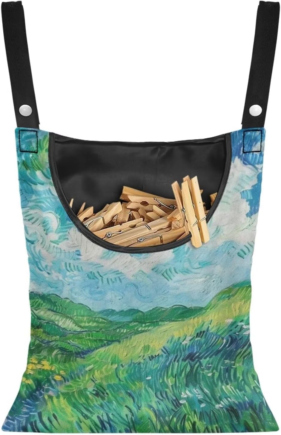 Van Gogh Wheatfield Laundry Clothespin Bags Hanging Storage Organizer 12 x 14.5 Inch Clothes Pin