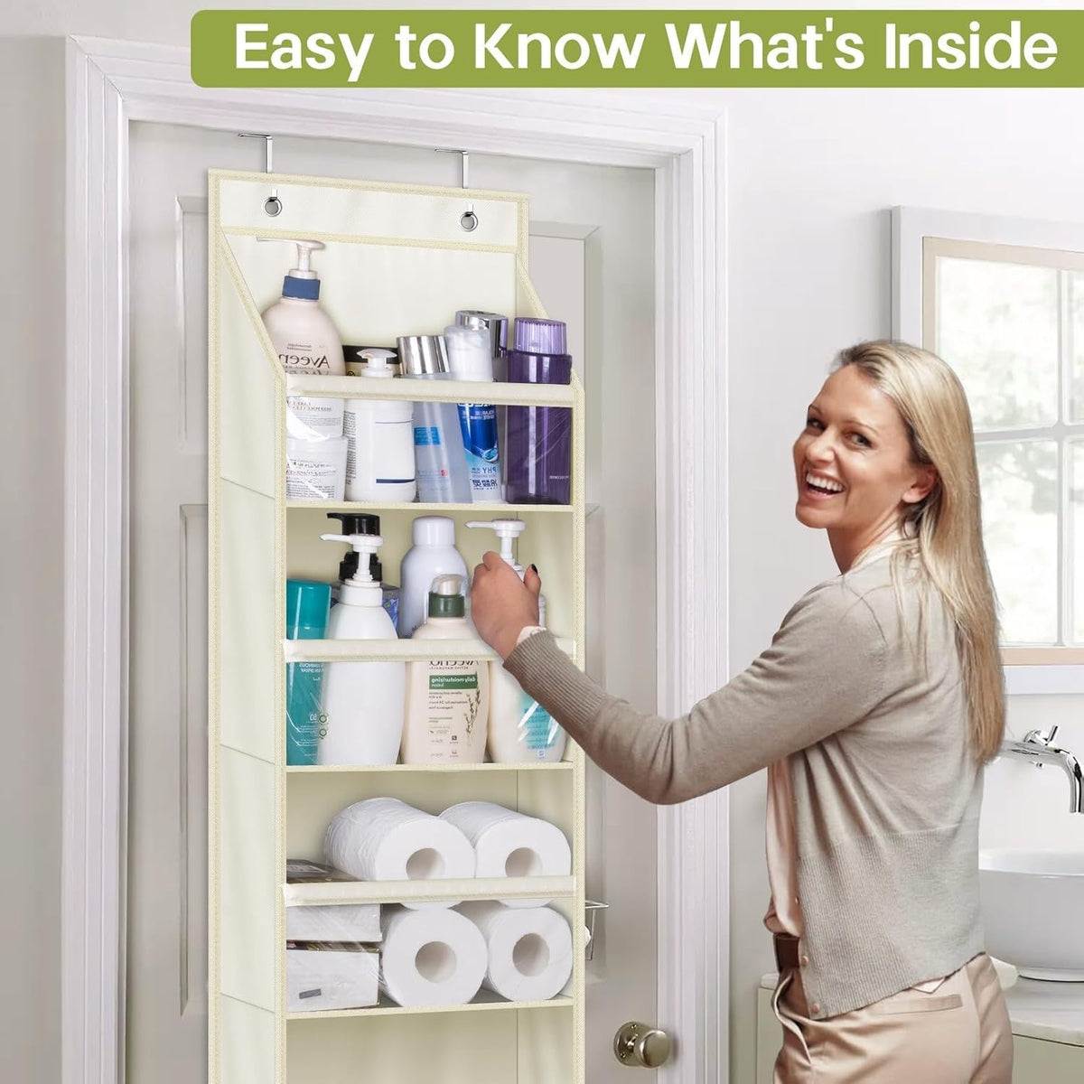 AOODA 2 Pack Over the Door Organizer, Large Capacity Closet Door Hanging Organizer, Clear Deep