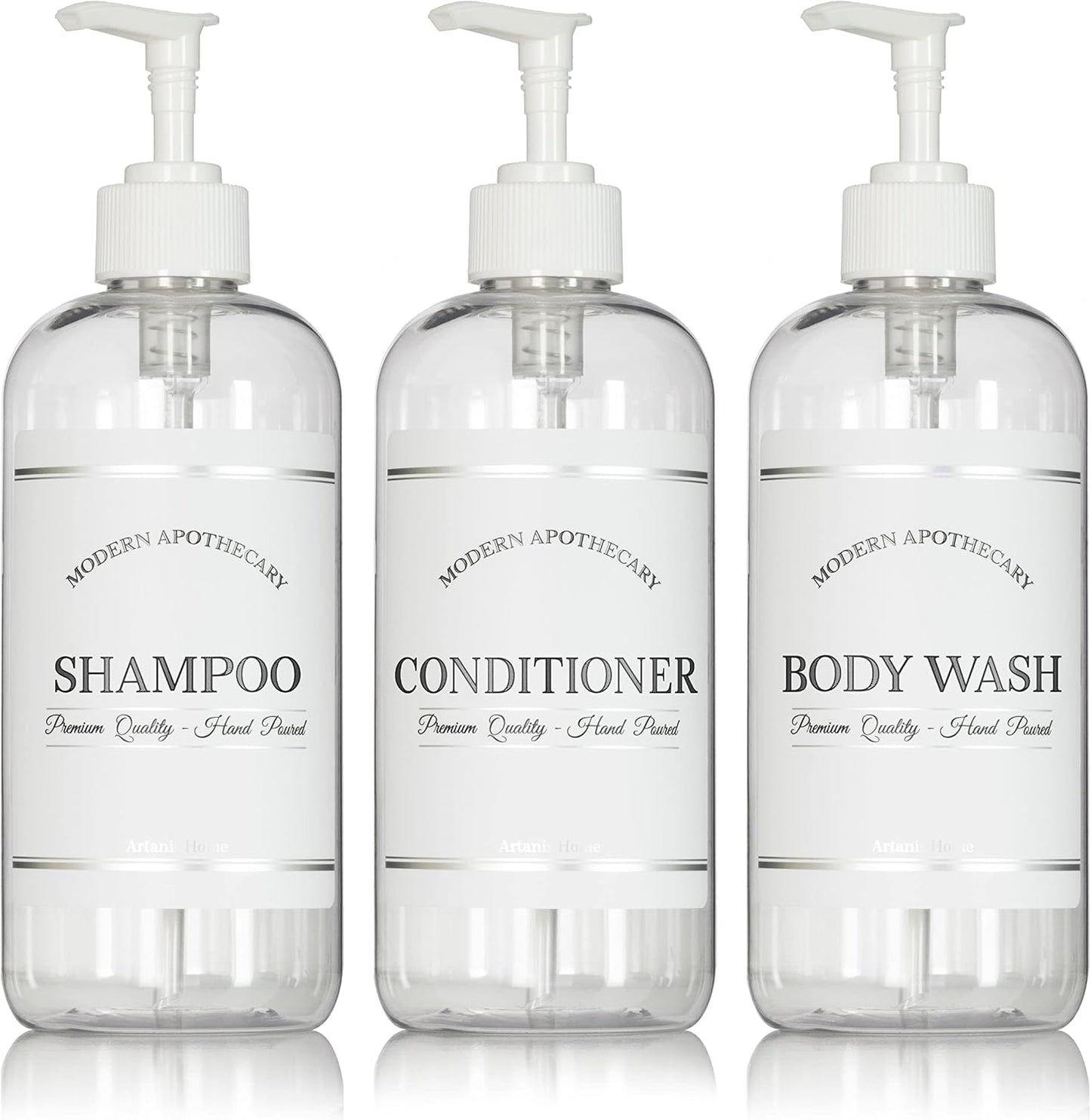 Clear Refillable Shampoo and Conditioner Bottles - Body Wash, Shampoo and Conditioner Dispenser