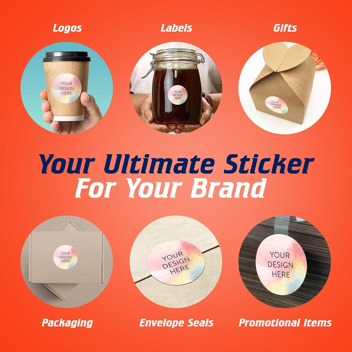 100 Custom Vinyl Stickers - Upload Your own Image, Text, Design, Logo - Personalized Logo Labels